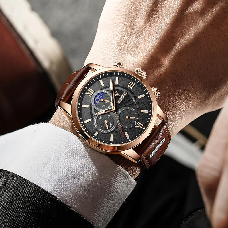 Montre homme cuir marron vintage
