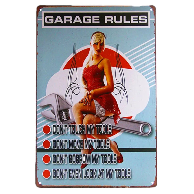 Plaque metal vintage garage