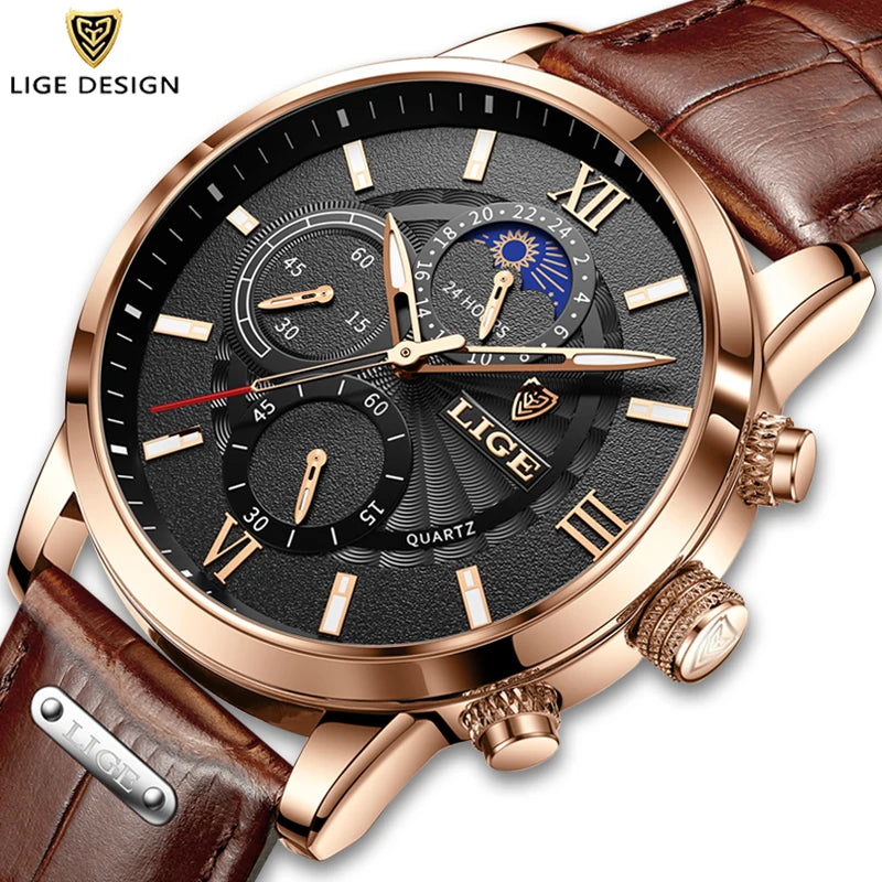 Montre homme cuir marron vintage