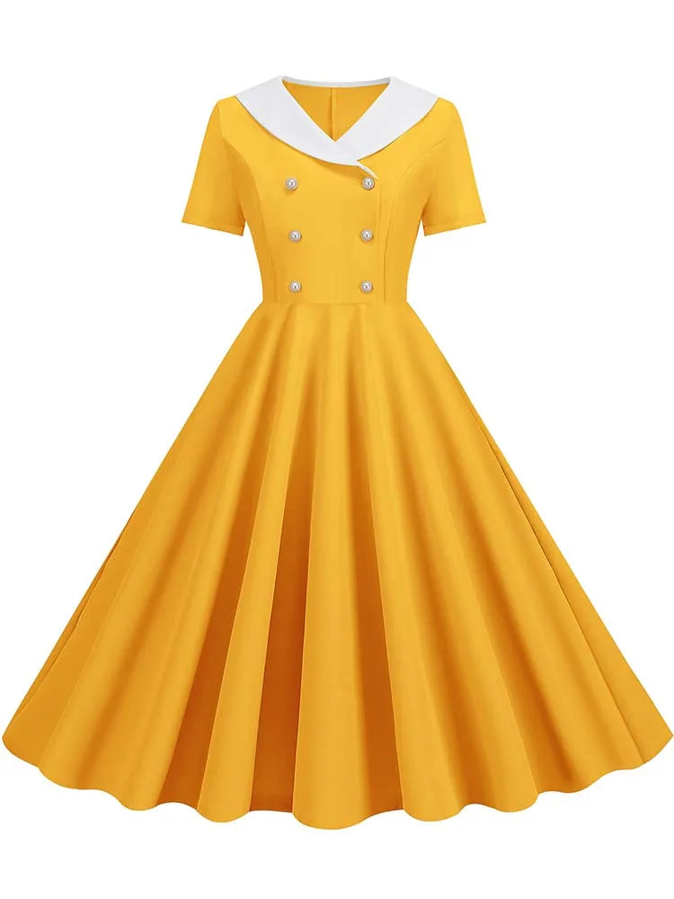 Robe vintage avec boutons pour femme