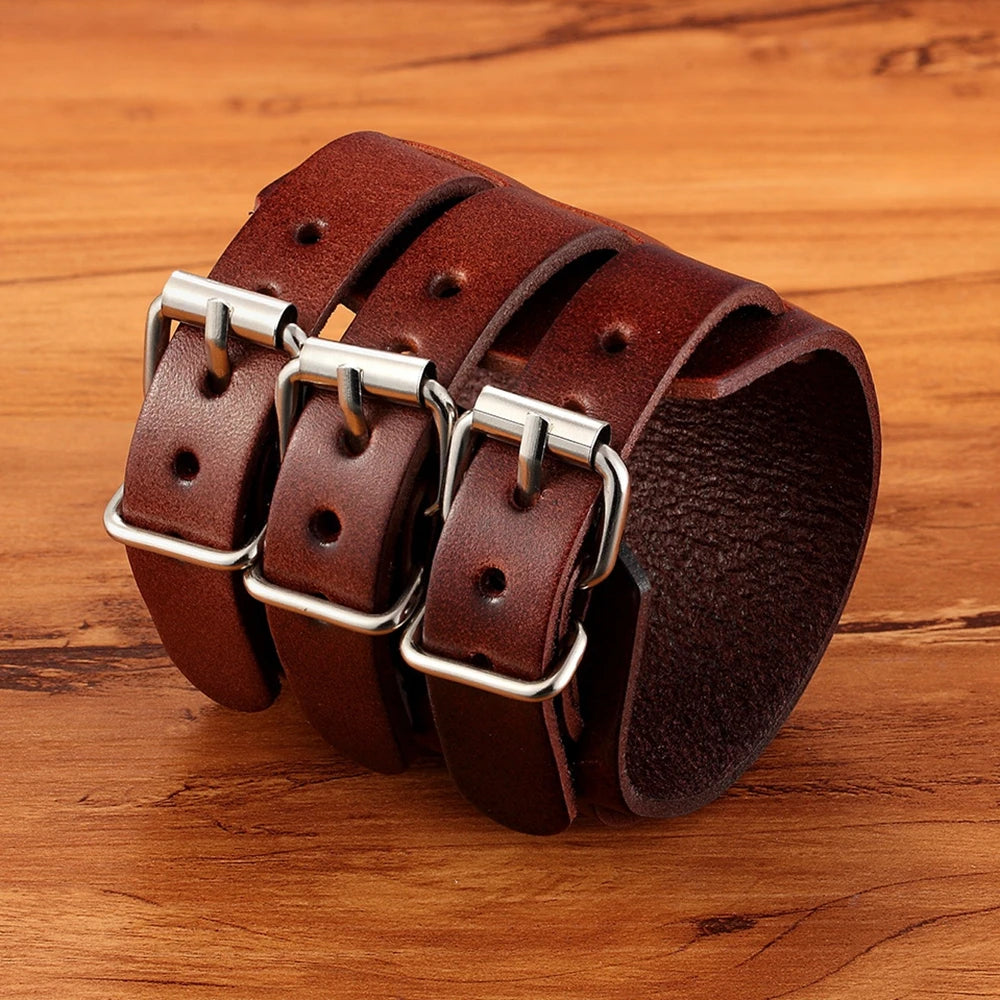 Bracelet triple en cuir vintage