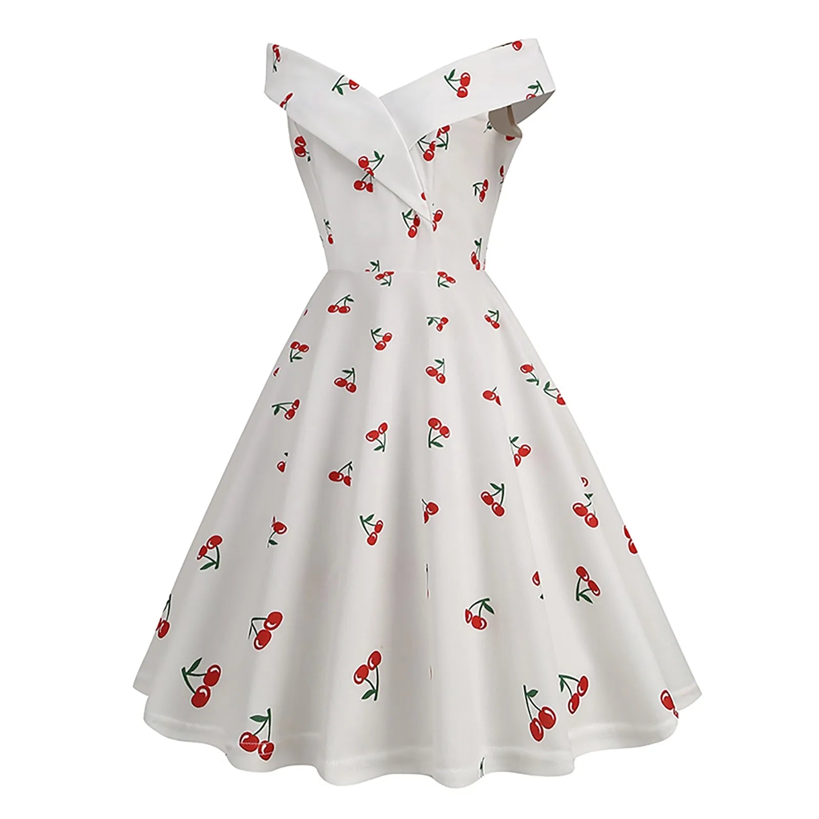 Robe vintage blanche à pois noires