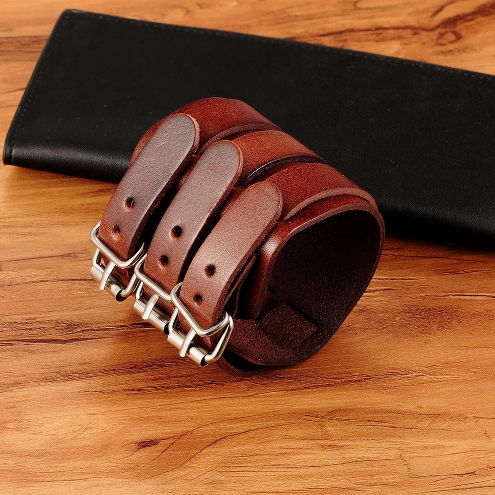 Bracelet triple en cuir vintage