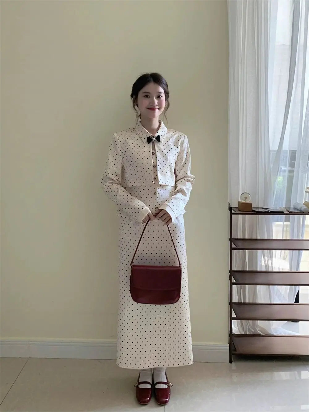 Veste courte à petit pois vintage