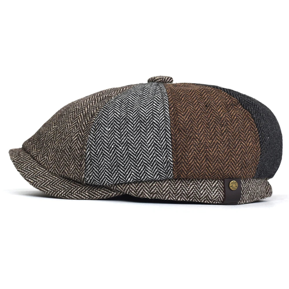 Casquette gavroche vintage à chevrons