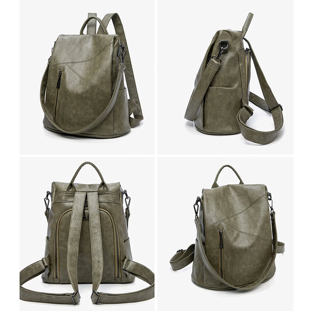 Sac à dos cuir femme vintage vert