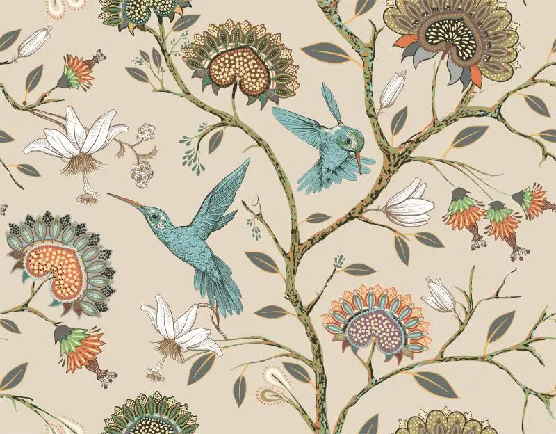 Papier peint oiseaux vintage