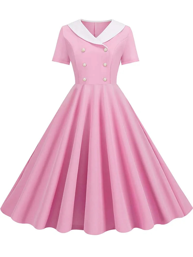 Robe vintage avec boutons pour femme