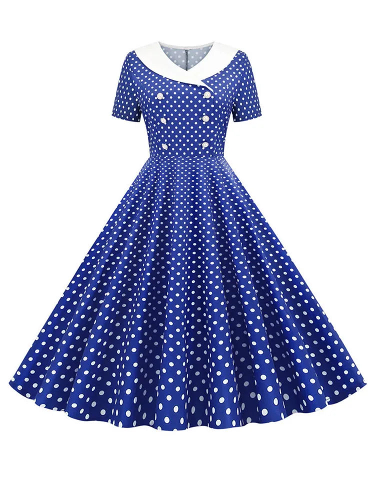 Robe vintage avec boutons pour femme