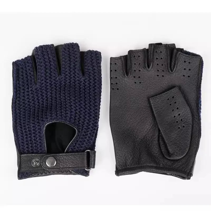 Gants de moto vintage à demi-doigts