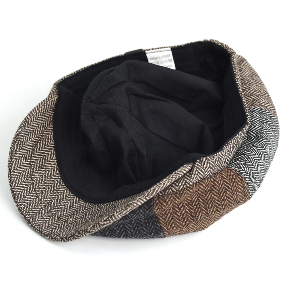 Casquette gavroche vintage à chevrons