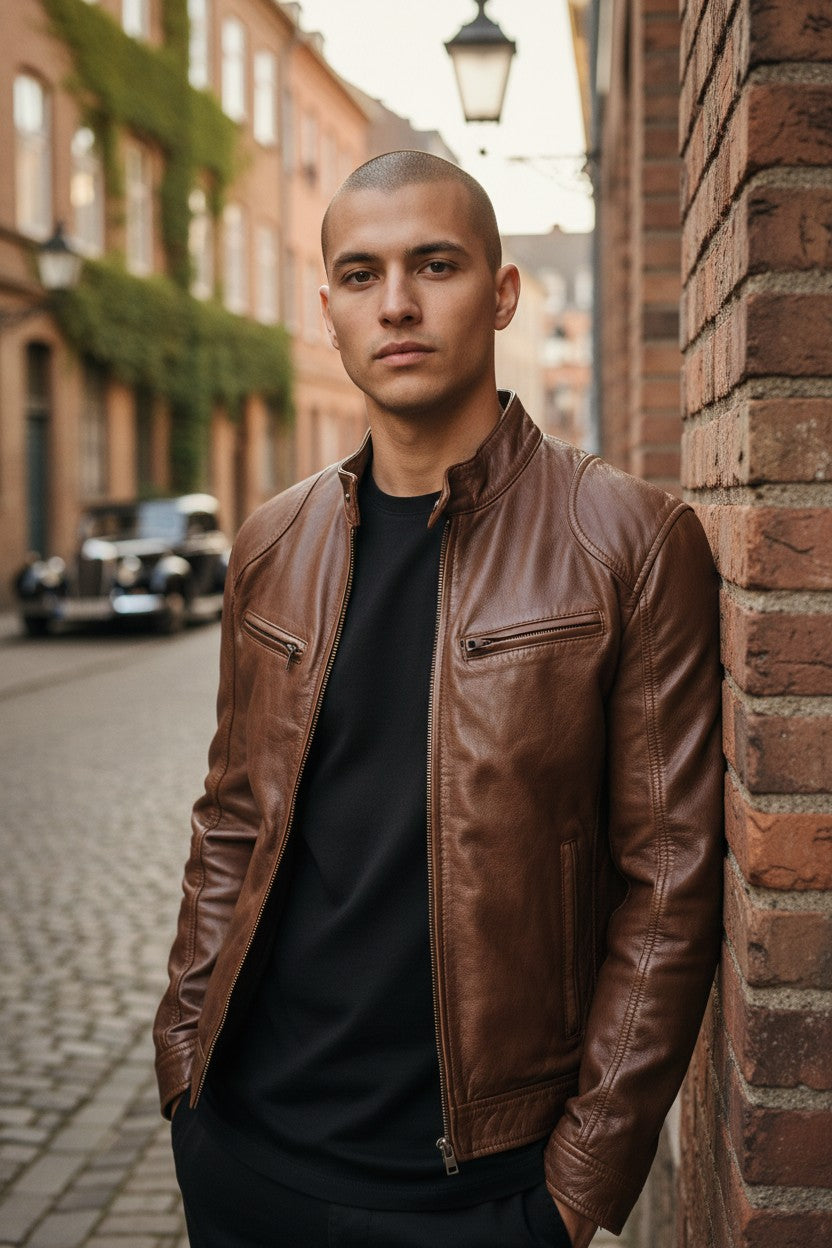 Veste homme cuir vintage