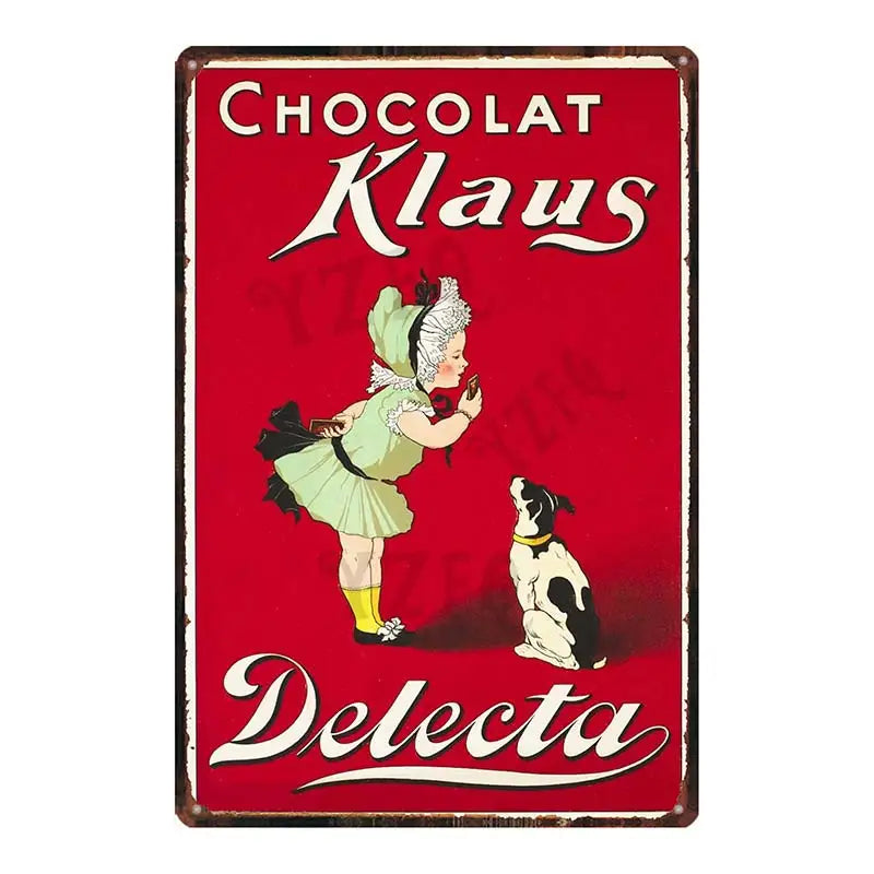 Plaque metal chocolat vintage