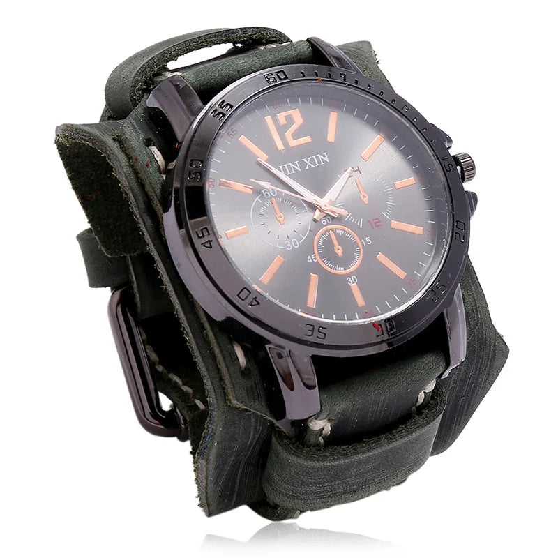 Montre vintage homme bracelet cuir
