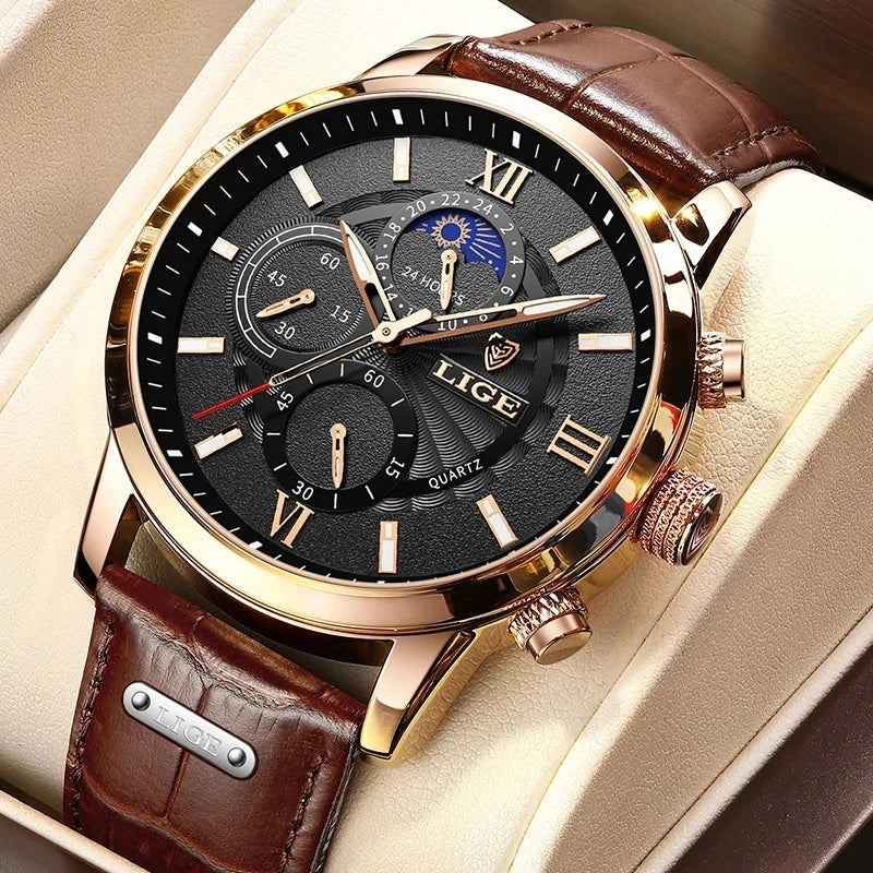 Montre homme cuir marron vintage