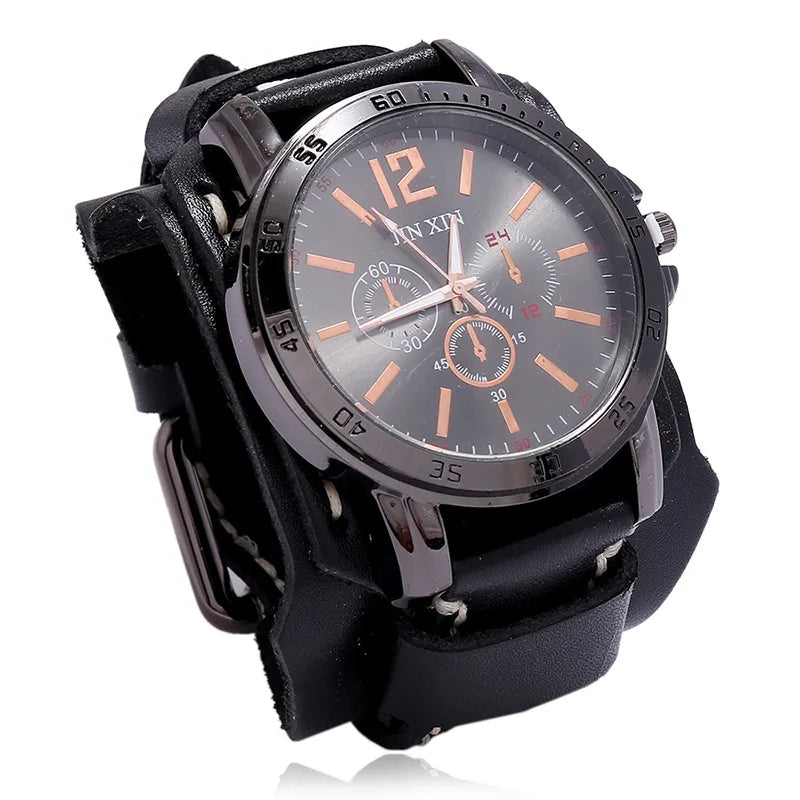 Montre vintage homme bracelet cuir