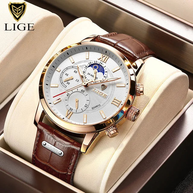 Montre homme cuir marron vintage