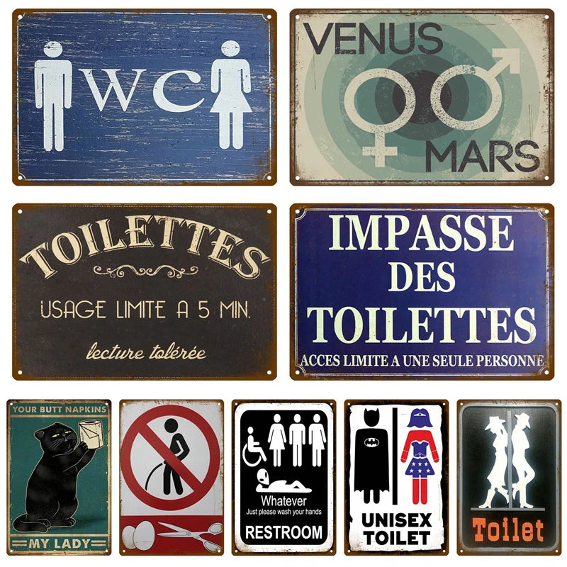 Plaque metal vintage WC