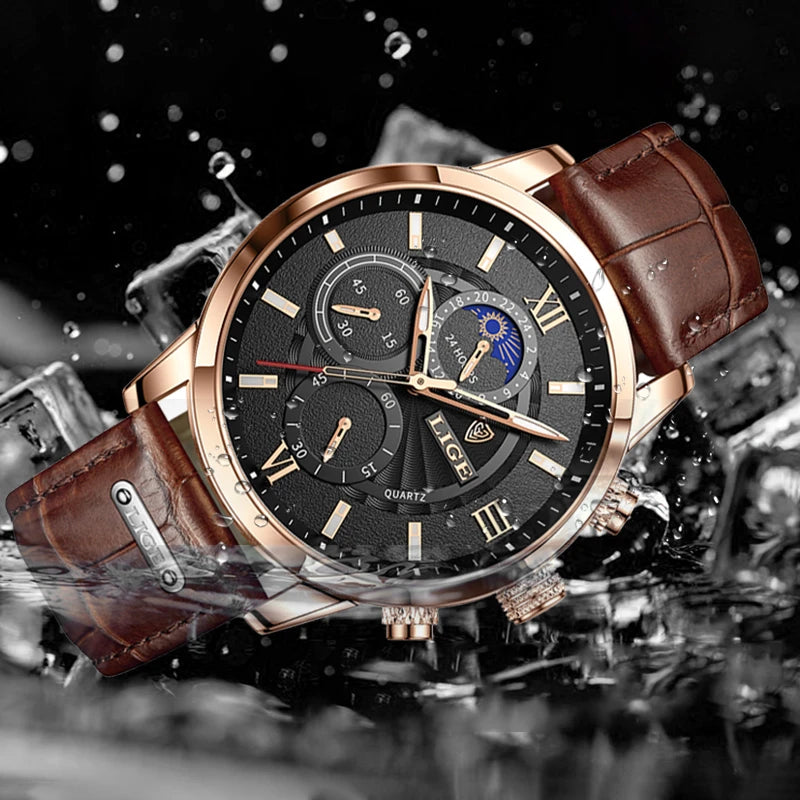Montre homme cuir marron vintage