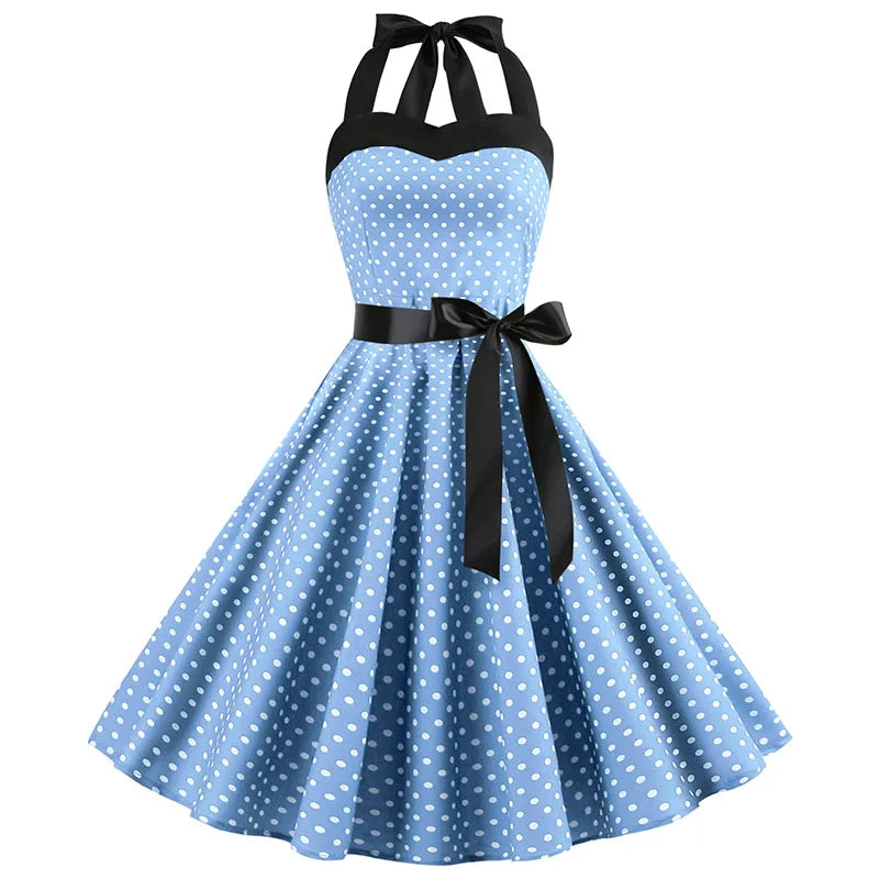 Robe vintage à petit pois pour femme