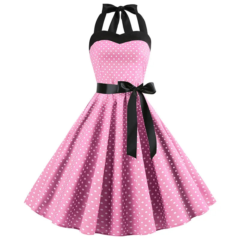 Robe vintage à petit pois pour femme