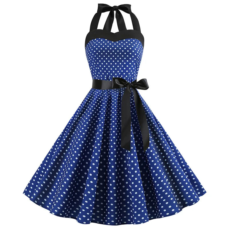 Robe vintage à petit pois pour femme