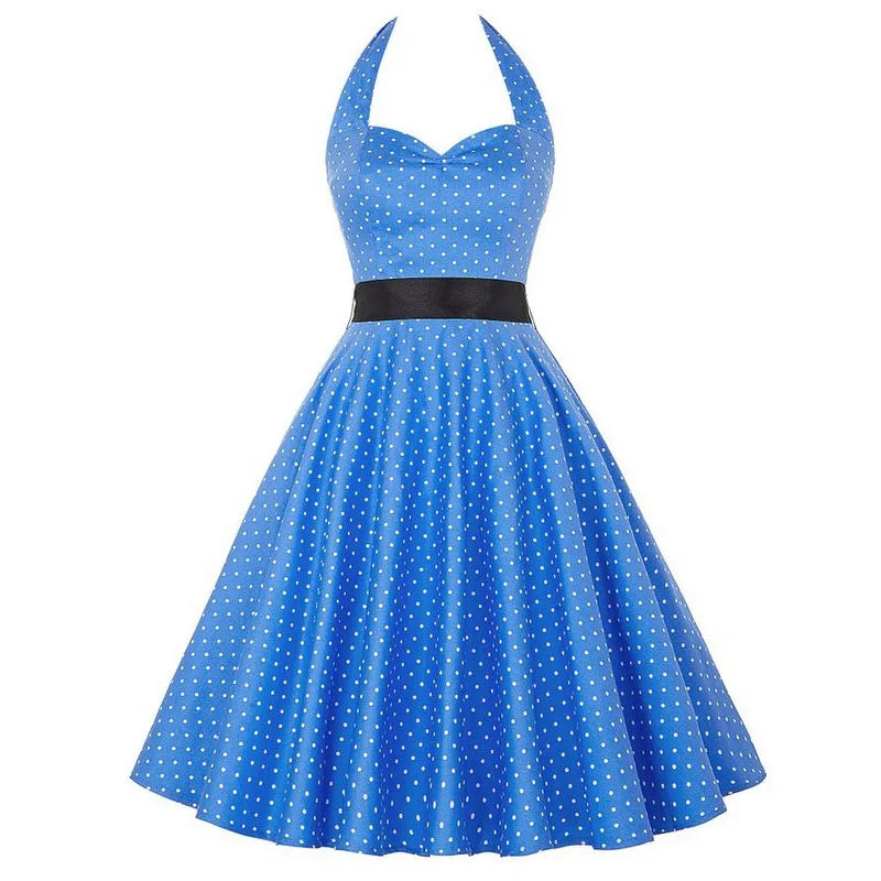 Robe vintage à petit pois pour femme