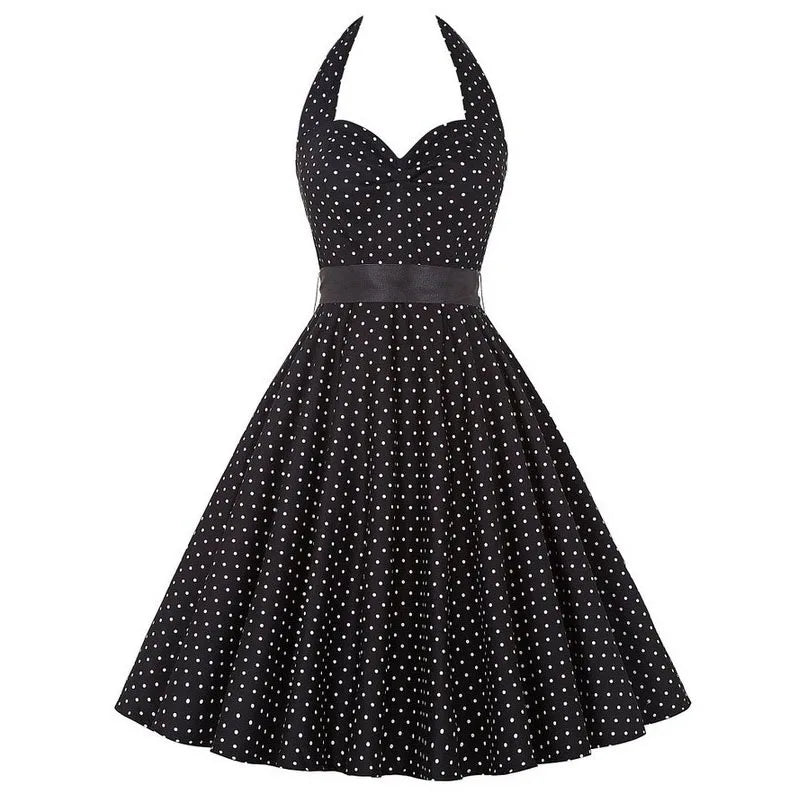 Robe vintage à petit pois pour femme