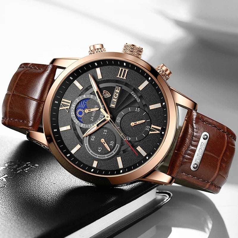 Montre homme cuir marron vintage