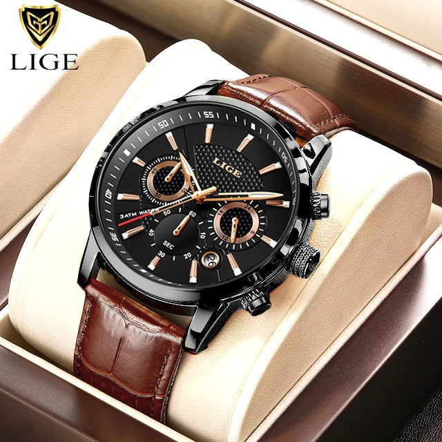 Montre homme cuir marron vintage