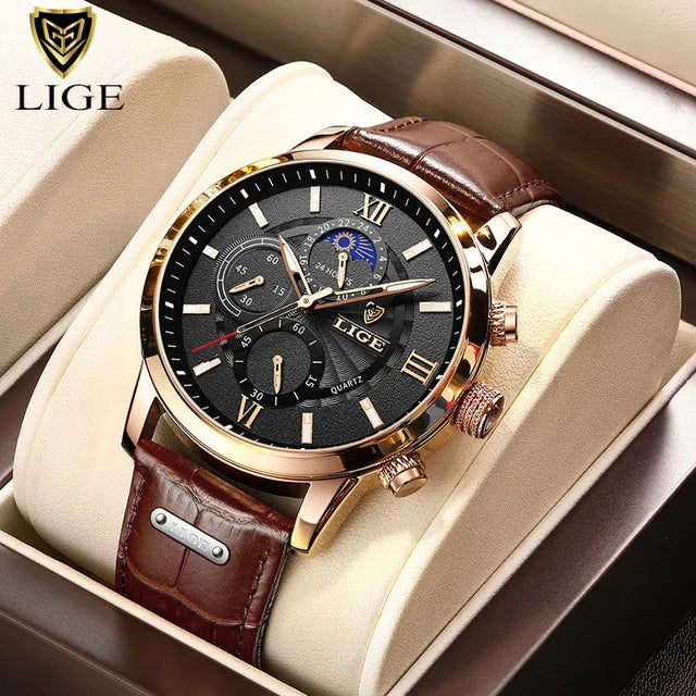 Montre homme cuir marron vintage