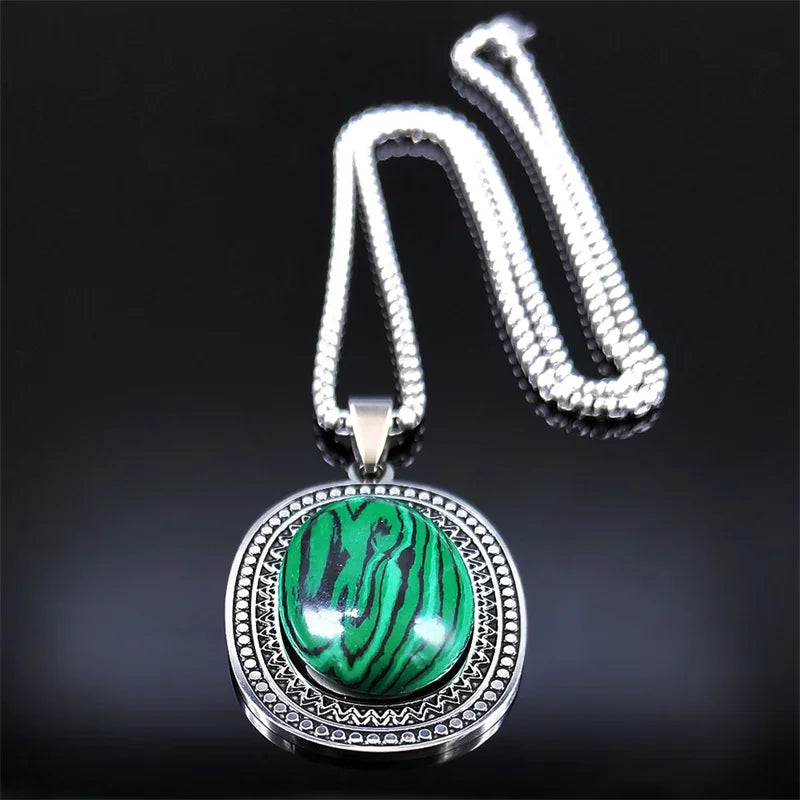 Collier vintage en malachite