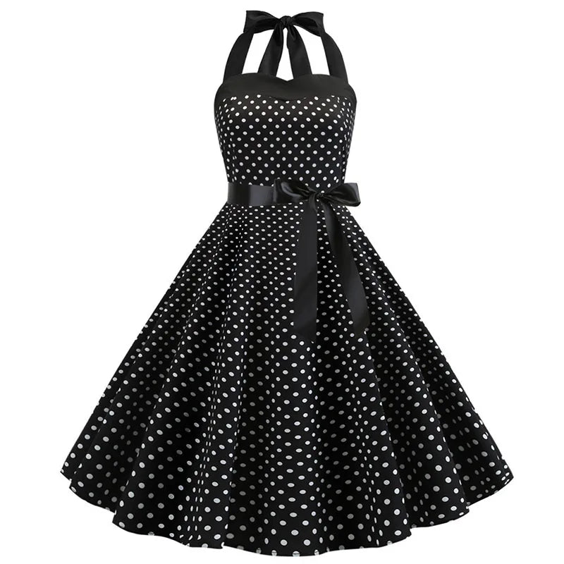 Robe vintage à petit pois pour femme