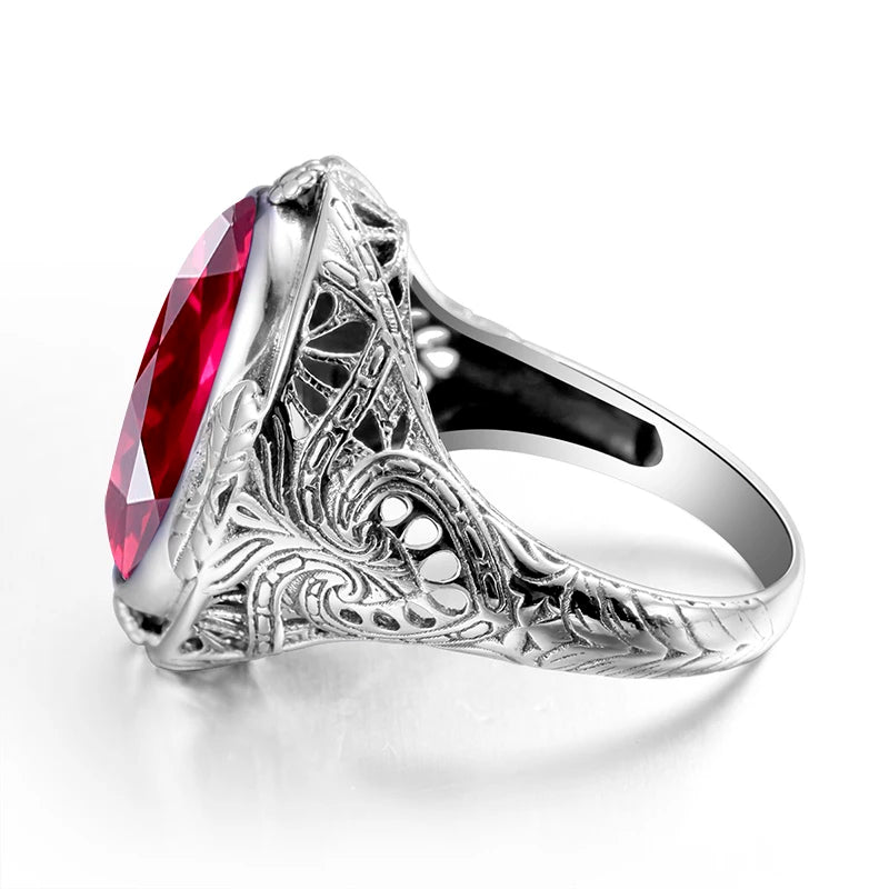 Bague nacrée rouge vintage