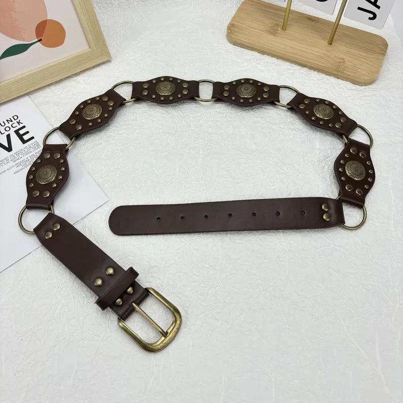 Ceinture vintage en cuir de cowboy