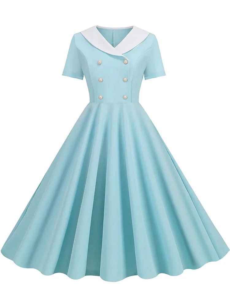 Robe vintage avec boutons pour femme