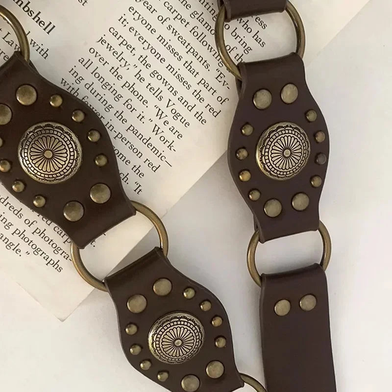 Ceinture vintage en cuir de cowboy