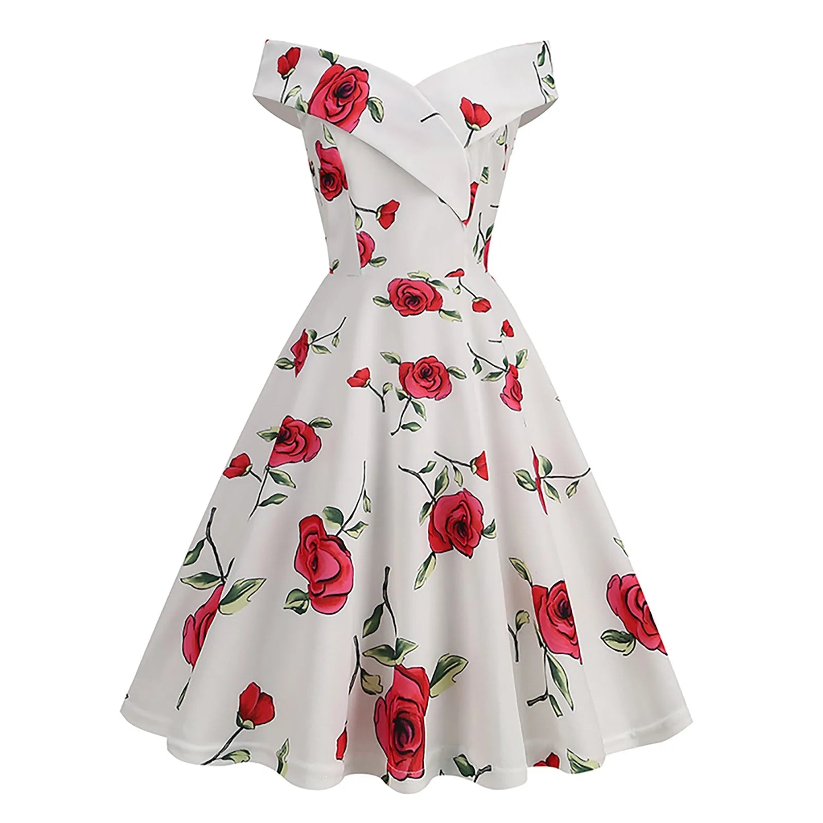 Robe vintage blanche à pois noires