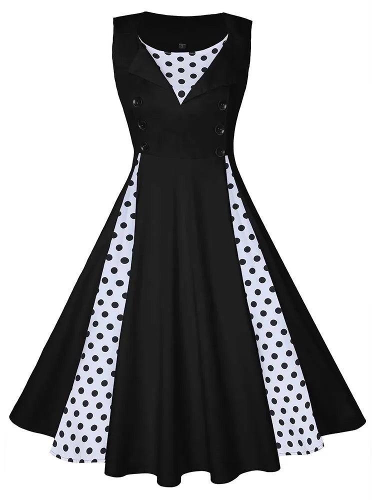 Robe vintage rouge à details noirs