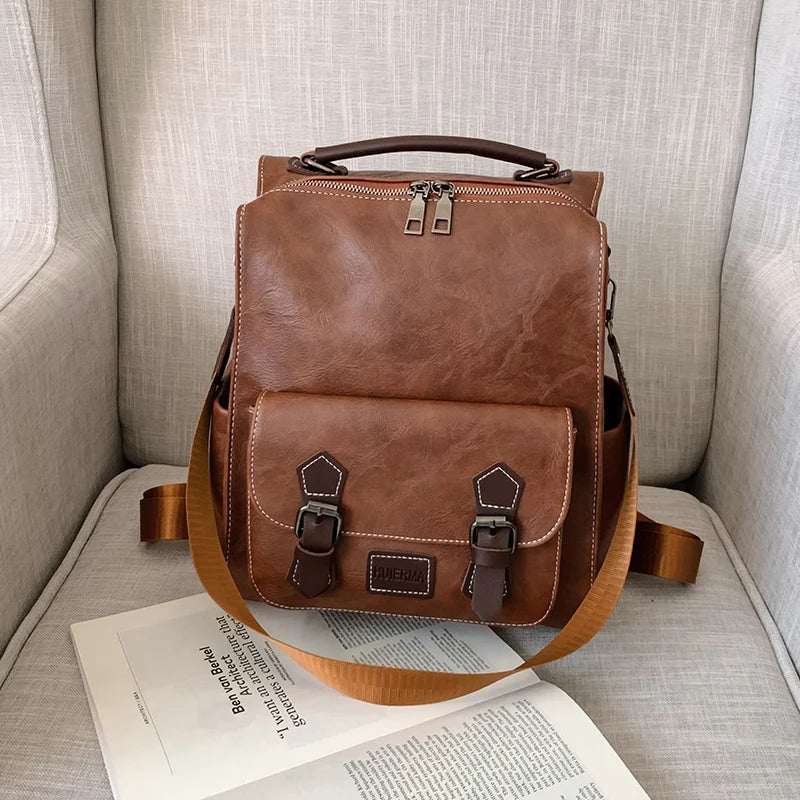 Sac à dos cuir marron vintage