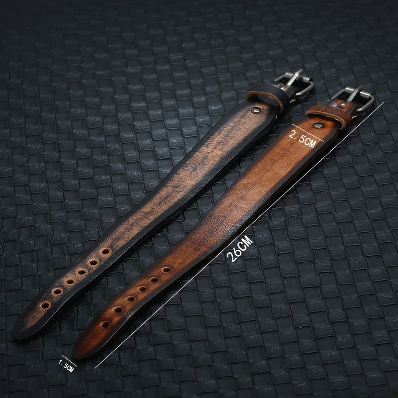 Bracelet en cuir bicolore vintage
