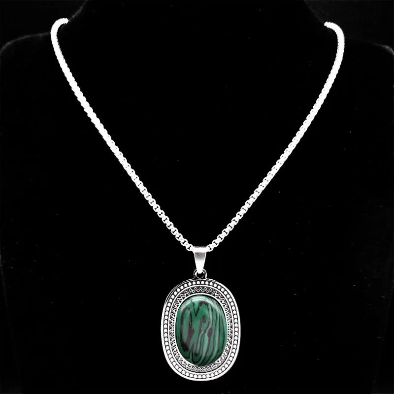 Collier vintage en malachite
