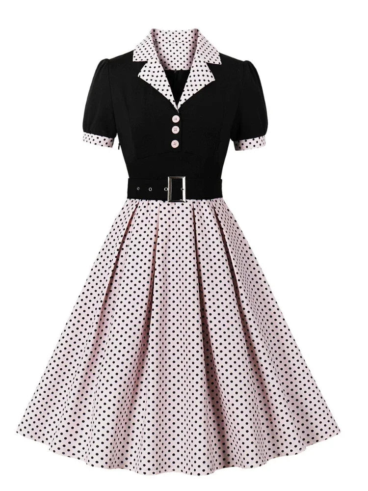 Robe vintage rouge et noir
