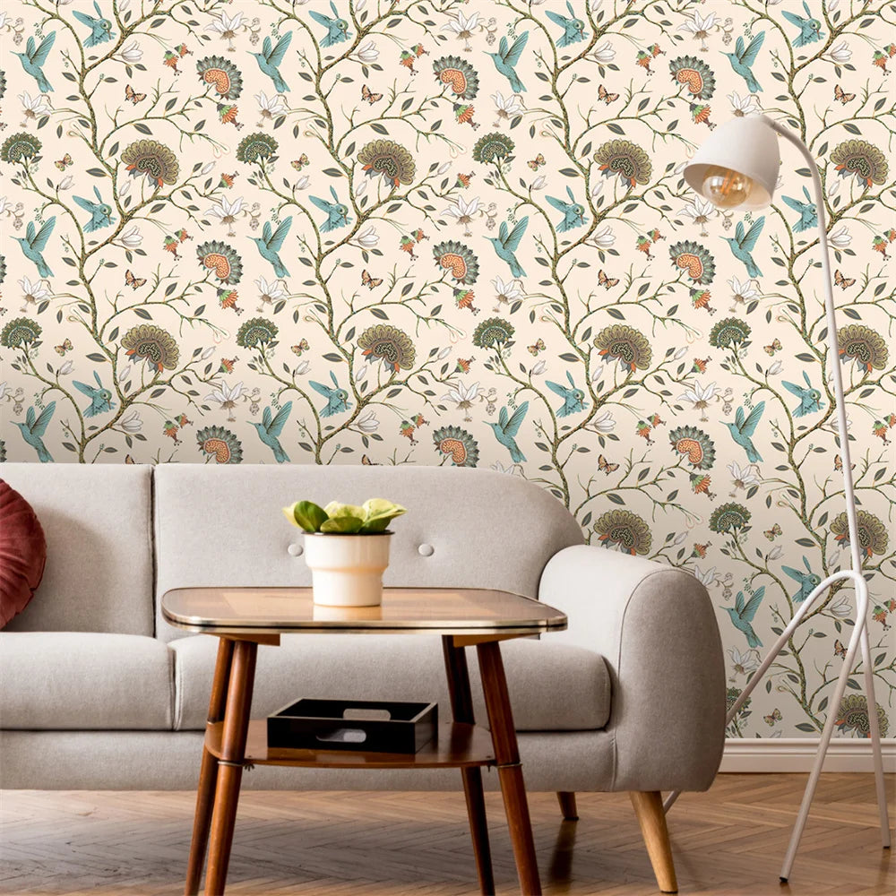 Papier peint oiseaux vintage