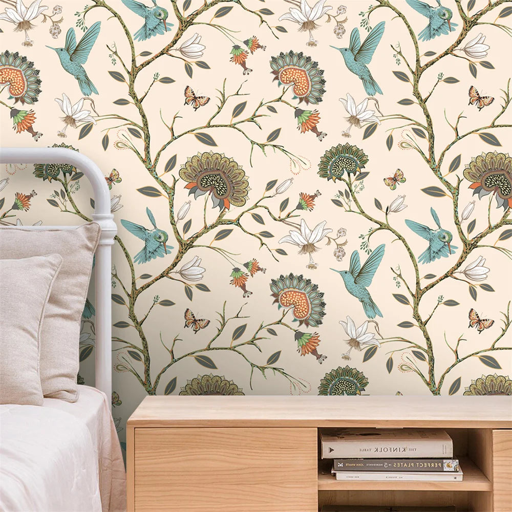 Papier peint oiseaux vintage