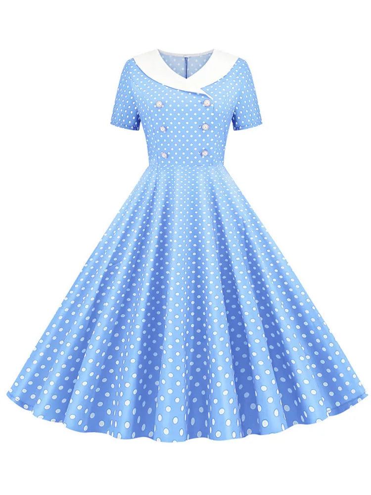 Robe vintage avec boutons pour femme