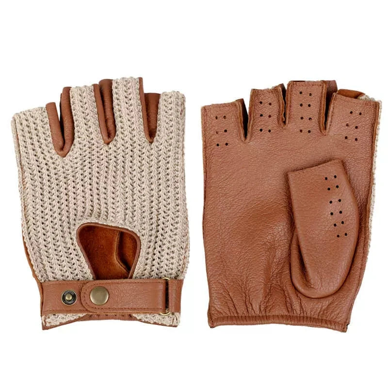 Gants de moto vintage à demi-doigts