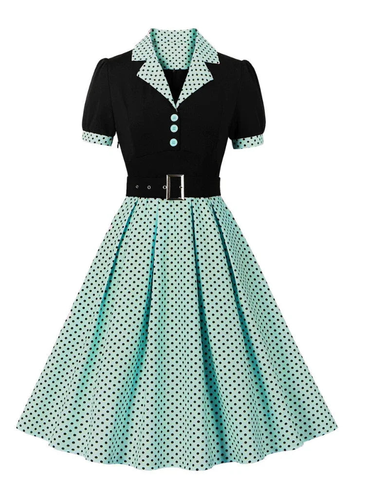 Robe vintage rouge et noir