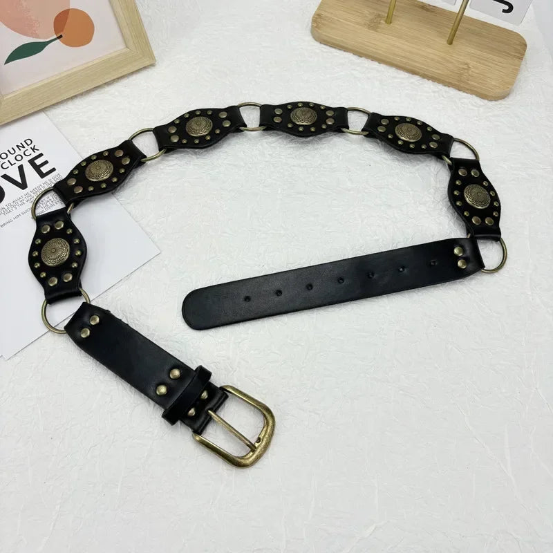 Ceinture vintage en cuir de cowboy