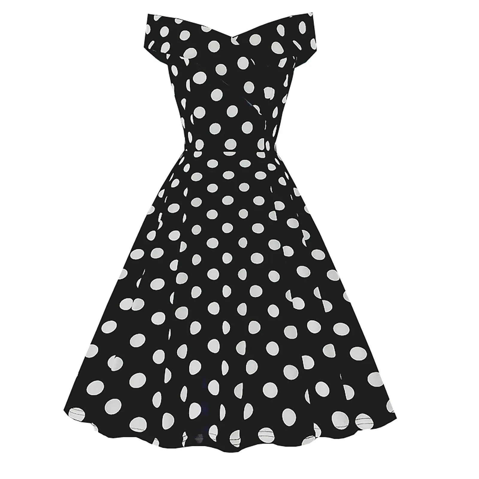 Robe vintage blanche à pois noires